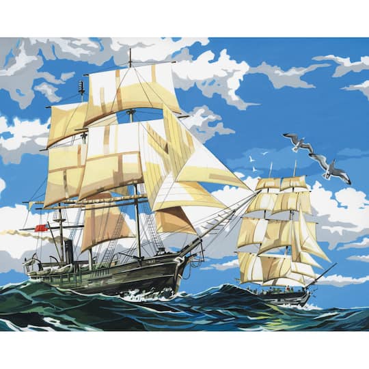 Royal &#x26; Langnickel&#xAE; Painting by Numbers&#x2122; Artist Canvas Series Sailing Ships Kit